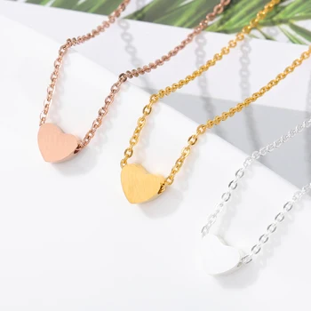 

ICFTZWE Colar Choker Stainless Steel Minimalist Jewelry Tiny Heart Pendant Necklace Women Gold Chain Bijoux Bridesmaid Gift