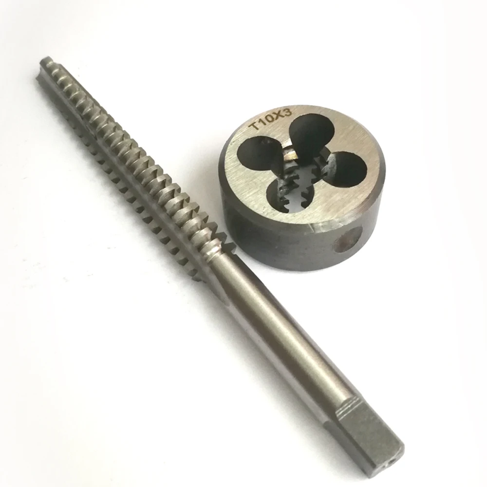 2pcs Hss Metric Trapezoidal Thread Tap And Die Set Tr10 Tr10x2 Tr10x3 T Left Hand Tr Screw Taps