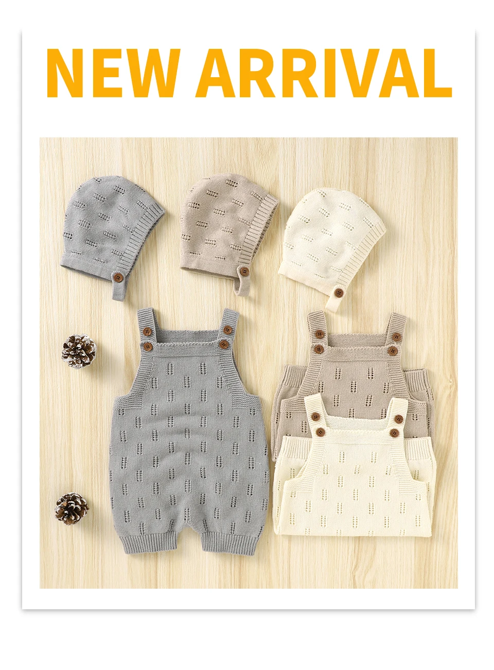 Baby Bodysuits cheap Newborn Baby Rompers Hats Clothes Sets Autumn Winter Solid Knitted Infants Kids Boy Girl Sweaters Jumpsuits Outfits 2pc Knitwear Cotton baby suit