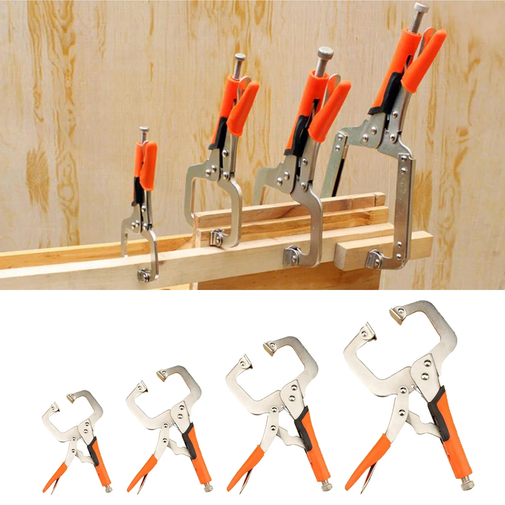 Multi Pincers C Clamp Vise Grip 6'' 9'' 11'' 14'' Locking C-Clamp Tongs with Regular Tips High Carbon Steel 4 Size Options