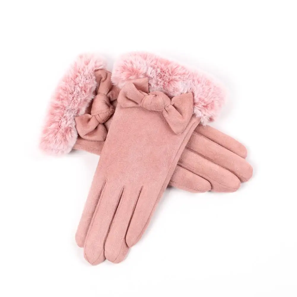 Зимние женские теплые перчатки толстые варежки из замши женские перчатки с сенсорным экраном ветрозащитные теплые перчатки для езды на велосипеде и лыжах