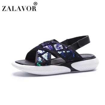 

ZALAVOR Fashion Women Shoes Summer Sandals Thick Bottom Sandals Bling Casual Lady Shoes Mid Heel Sandals Beach Shoes Size 35-42