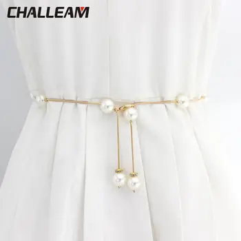 

Summer Pearl Ladies Dress Belt Elegant Women Waist Belt Elastic Chain Female Belt Girls Strap Waistband 209