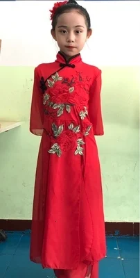 Танцевальные костюмы Hanfu, праздничные наряды, традиционное платье для девочек, детское классическое народное платье Yangko, детское китайское платье