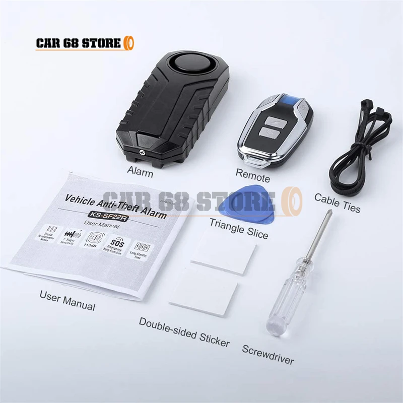 

1 Set 113dB Loud Wireless Anti-Theft Motorcycle Bike Alarm ABS With Remote Waterproof Bicycle Security Alarm Vibration Sensor