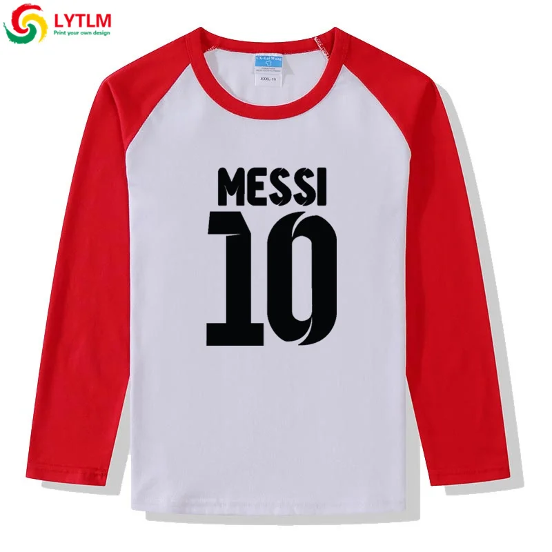 LYTLM XXX/футболка для мальчиков и девочек Lionel Messi Детская осенняя футболка года топы с длинными рукавами для мальчиков Одежда для мальчиков футболки для малышей - Цвет: CXCJ LYCRA Red