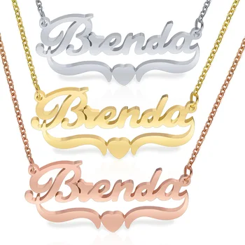 

Never Faded Gold Color Stainless Steel English Lettered Clavicle Chain Name Necklace Gift Custom Stainless Steel Name Necklace