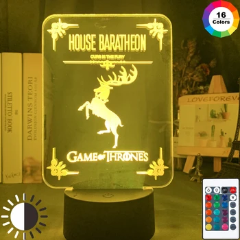 

Led Night Light Lamp Game of Thrones House Baratheon Family Emblems for Home Decorative Nightlight Color Changing Table Lamp