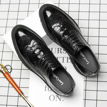 

Men's Oxford Official Shoes Casual ShoesShoes new fashion 2019 Men's Point Leather Shoes black D12-22