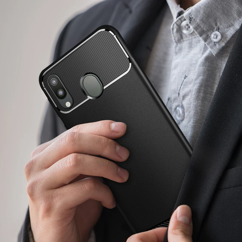 Чехол из углеродного волокна и ТПУ для Samsung Galaxy A70 A60 A50 A40 A30 A20 A10 M10 M20 M30 M40 мягкий