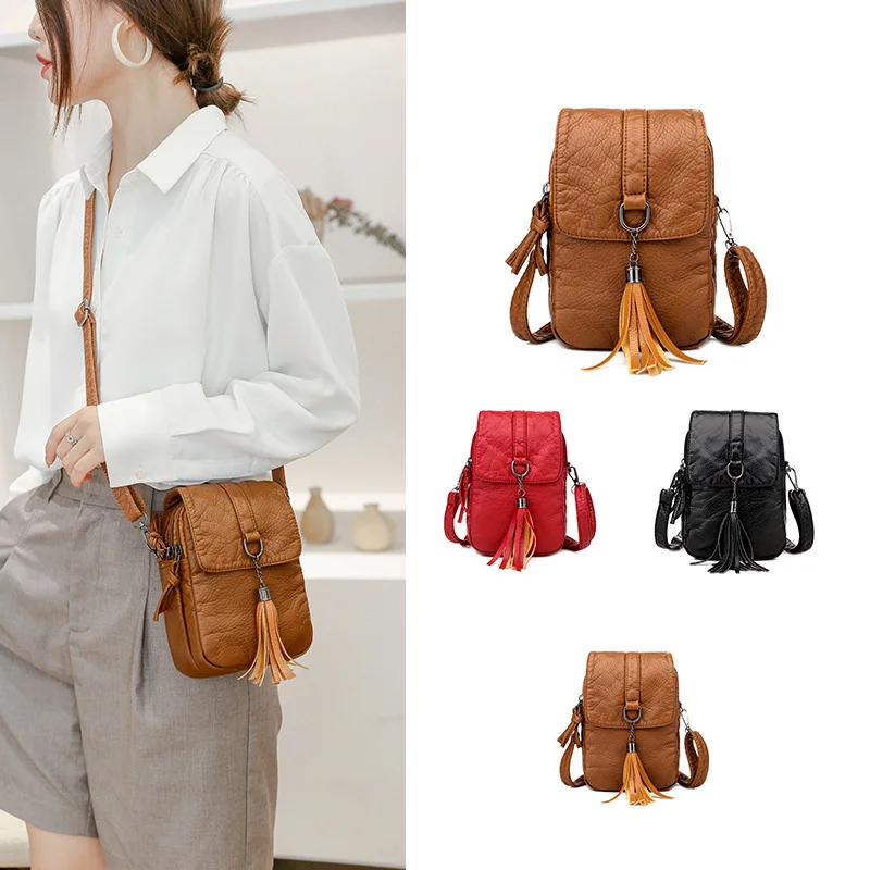 Fashion mini women's designer small shoulder messenger bag pu leather wallet lady phone bag female flip phone