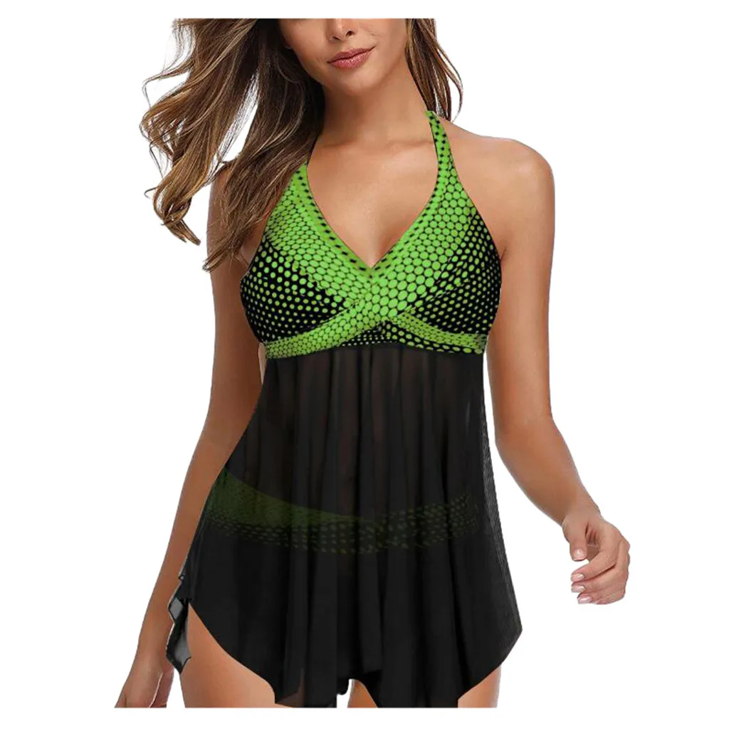 

SAGACE Print Bikini Women Plus Size Conservativ Two-piece Swimsuit Sexy 2020 Swimwear Halter Women Monokini Female Biquini New