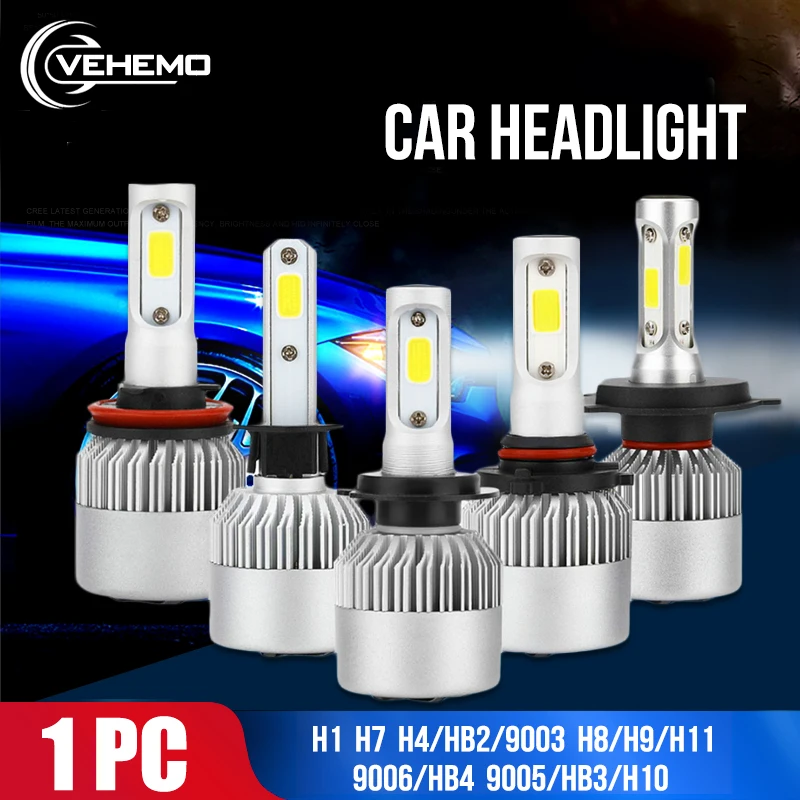 

Vehemo H7 High Power COB H4/HB2/9003 LED Headlight LED Bulbs Car Super Bright Front Lamp Head light Fog Light Universal lighting