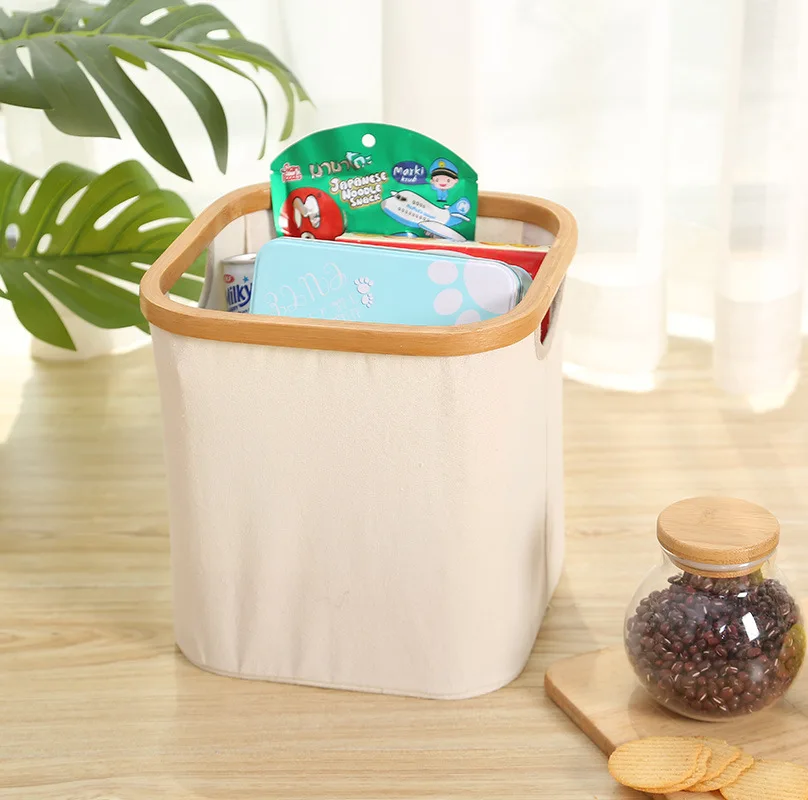 

Minimalist Style Moso Bamboo Fabric Storage Basket Desktop Square Storage Box Debris Toy Household Storage Basket Office Storage