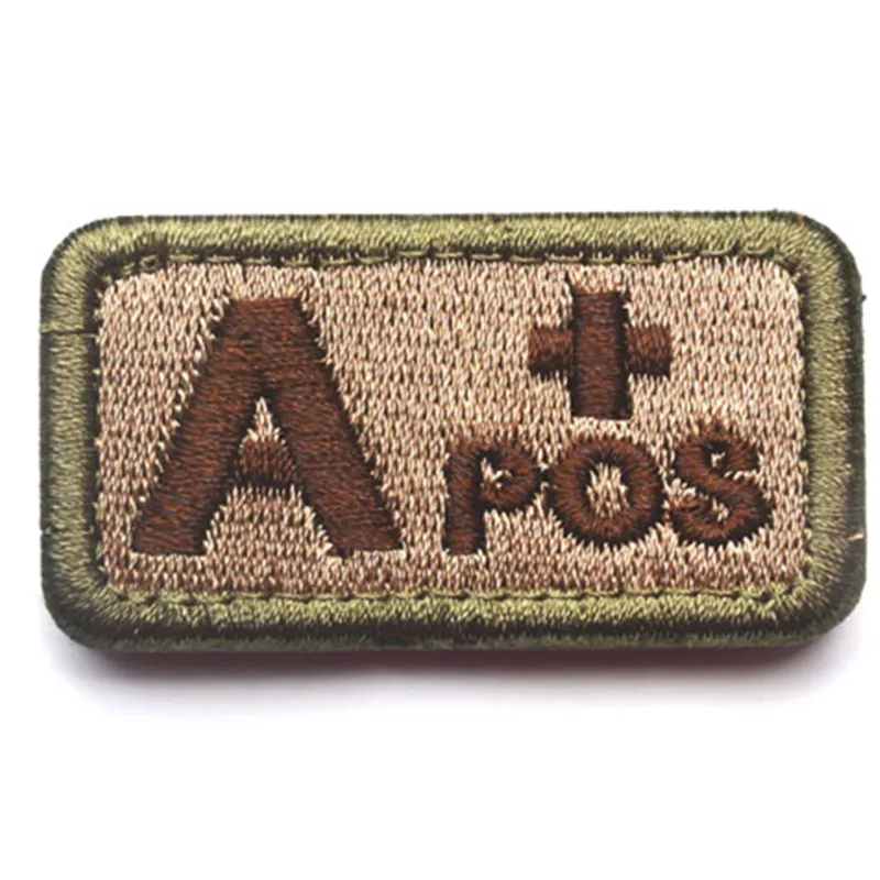 Blood Type Morale Patches Hook Loop Embroidery Military Tactics Badge For Coat Backpack DIY Sewing Fabric A+POS O-NEG Patches