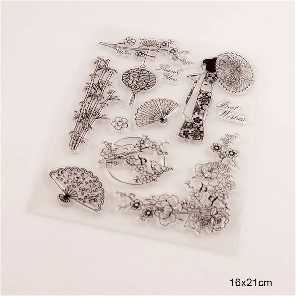 Hand Fan Transparent Silicone Clear Stamps For Scrapbooking Kids DIY Handmade Photo Album Decor Rubber Christmas Stamp