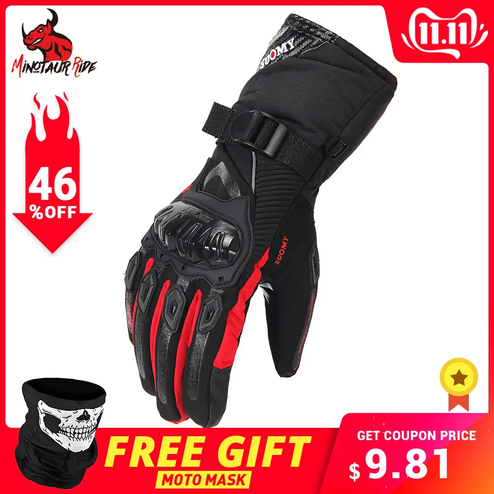 Prix Gants de Moto SUOMY hommes 100% imperméable coupe vent gants de Moto d hiver écran tactile Gant Moto Guantes gants d équitation de Moto