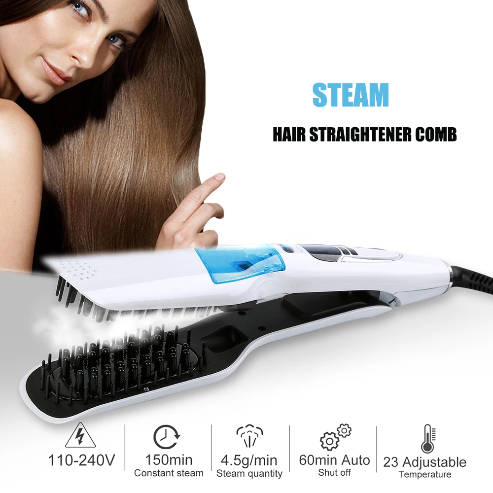 Alisador de Cabelo 2 em 1 Vapor Cerâmica Turmalina Ferro Liso Dupla Tensão Alisamento Curling Iron Display Led 2 ferro liso dupla tensão 2 em 1
