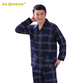 

New 4XL Turn Down Collar Pajamas Set Homesuit Homeclothes Fashion Style Casual Style Long Sleeve Long Pants Father's Sleepwear