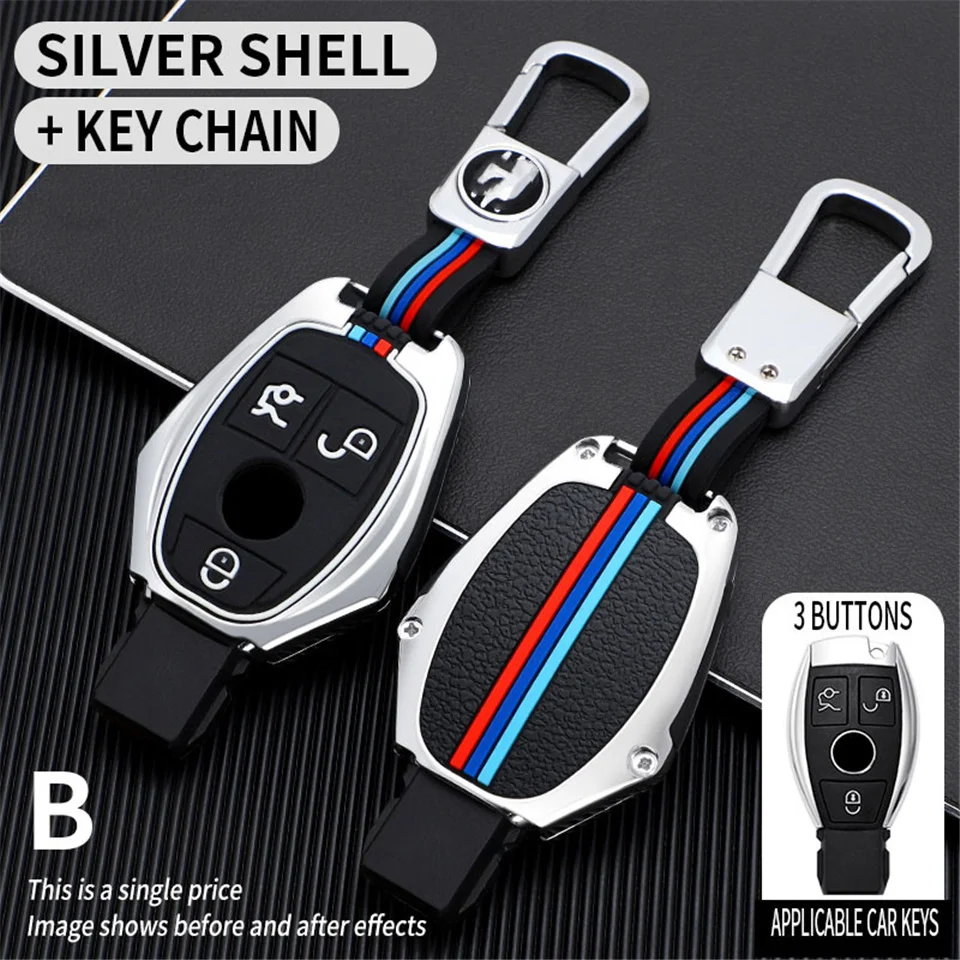 Portachiavi per auto in lega di zinco portachiavi per Mercedes Benz Cls Cla Gl R Slk Amg A B C S Shell portachiavi accessori protettivi - H07584ec8e2e74d4a950c91b322de5a61u