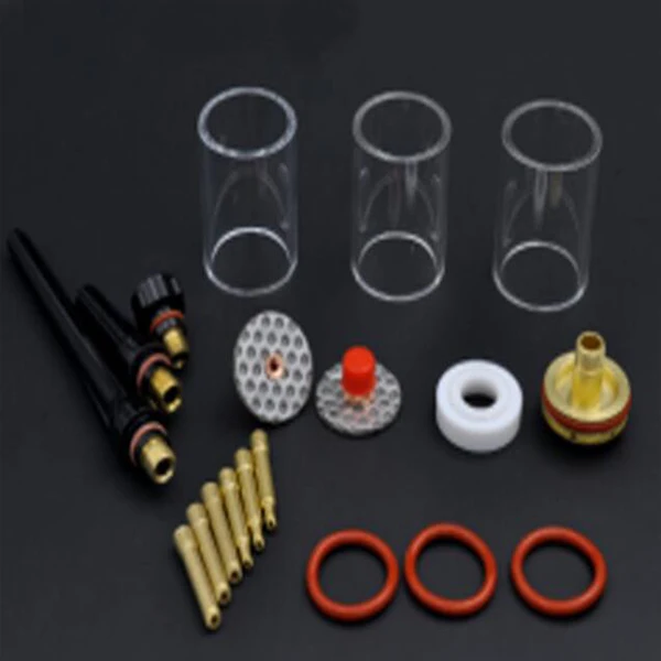

1.0mm+2.4mm 19PCs TIG Welding Torch Kit Tungsten Needle Clip Stubby Collet Body Gas Lens Pyrex Glass Cup for WP-17/18/26 Series