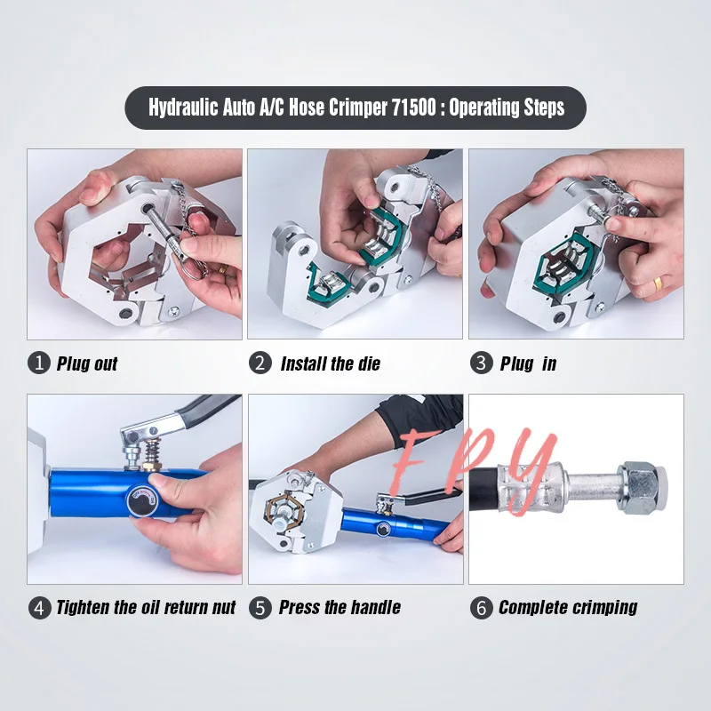 ホース圧着ペンチ 油圧クランプ ACホース圧着工具 一体式 8T 七種