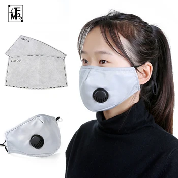 [LFMB]Fashion Unisex Cotton Breath Valve PM2.5 Mouth Mask Anti-Dust Anti Pollution Mask Cloth Activated carbon filter respirator