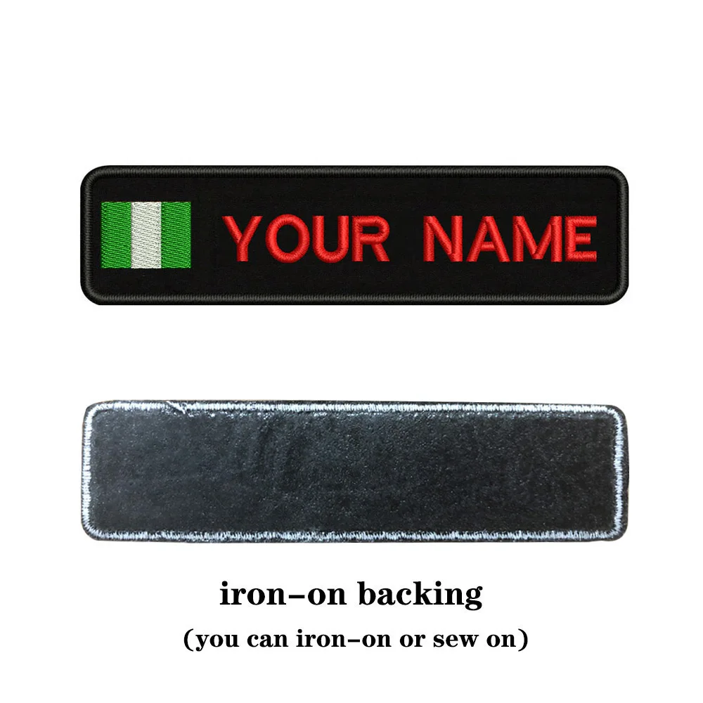 Вышивка на заказ нигерийский флаг имя или заплатка с текстом 10 см* 2,5 см значок Утюг на или липучке Подложка для одежды брюки рюкзак шляпа - Цвет: red-iron on