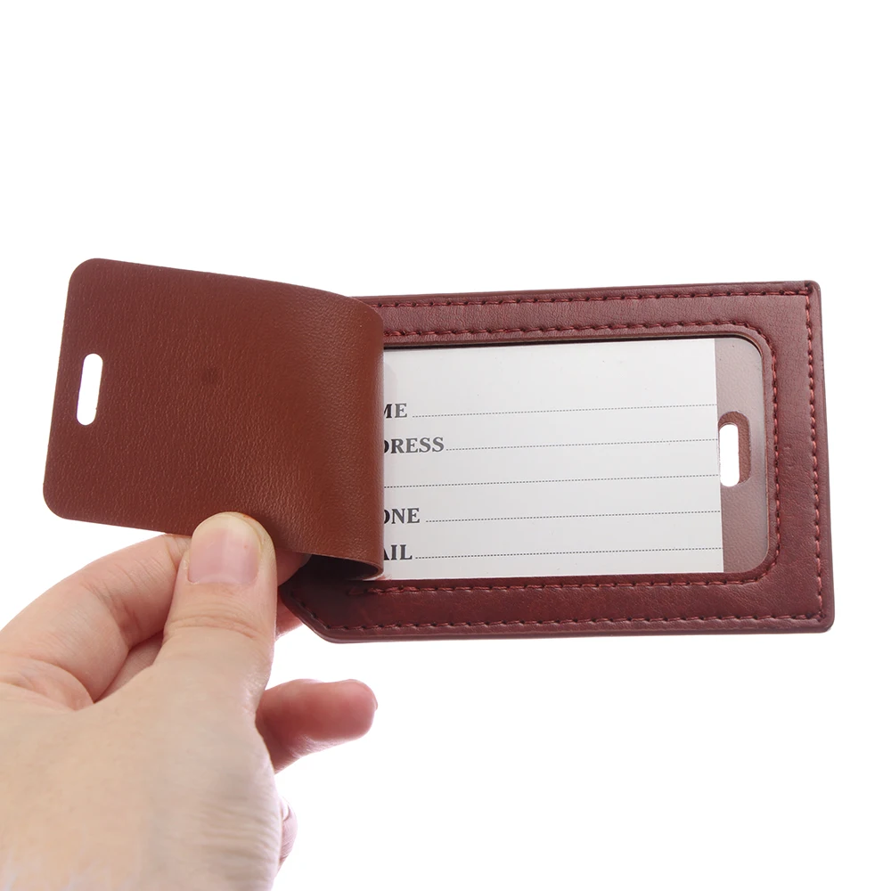 Portable PU Leather Luggage Bag Tag Travel Accessories Suitcase Label Tags Name Card Personality ID Address Tags Bag Accessorie