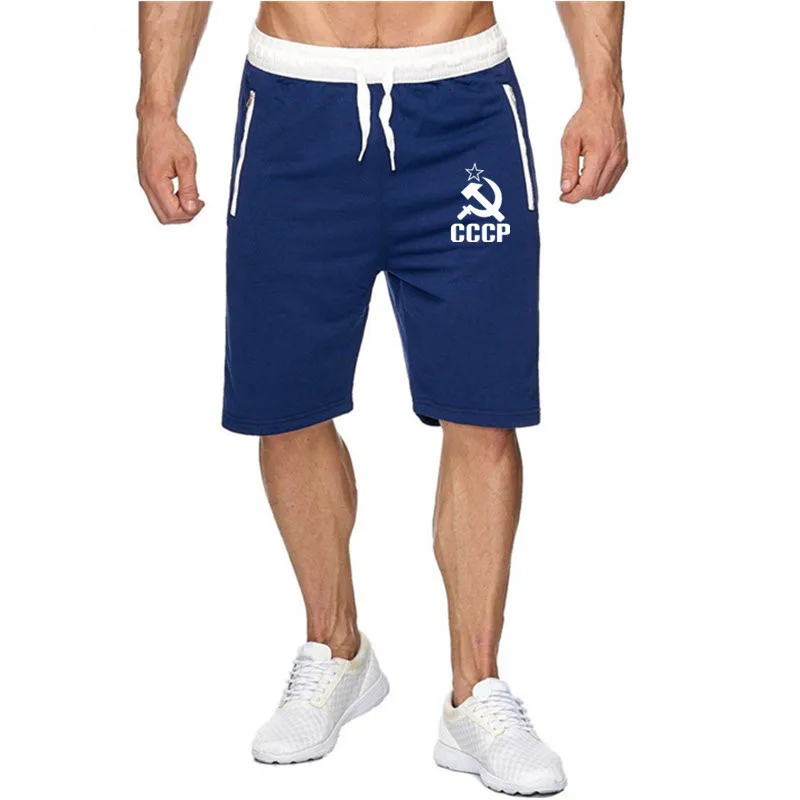 CCCP русские мужские повседневные летние шорты пляжные хлопковые спортивные брюки с эластичной талией мужские короткие штаны Одежда
