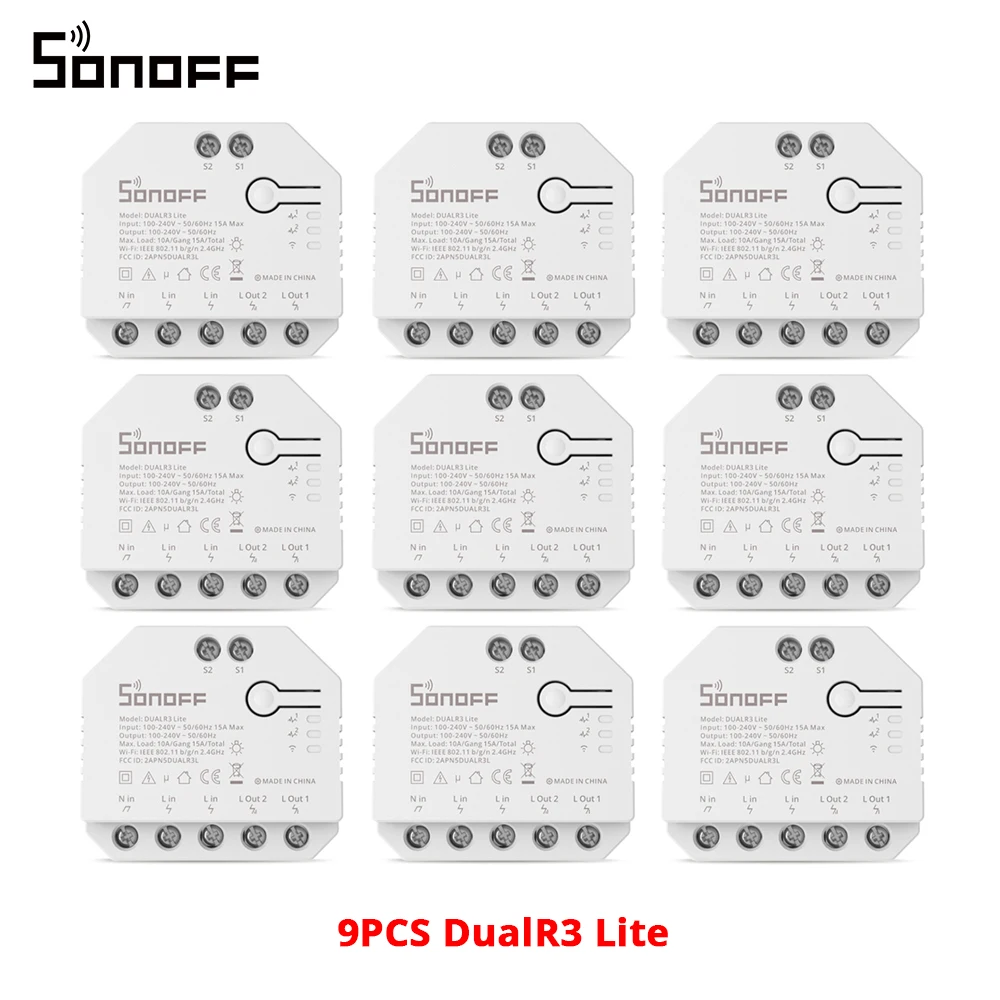 1-20PCS SONOFF DualR3 Lite WiFi Switch Dual Relay Module DIY MINI Switch Remote Two Way Control Work with Alexa Google Home 