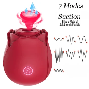Rose Flower Clitoris Sucker Dildo Vibrator Sex Toys For Women Tongue Brush Nipple Massager Blowjob Pussy Licking Toys for Adults 2