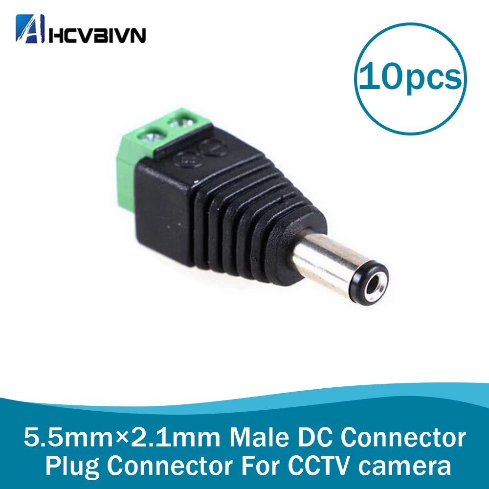 

2018 Hot sale,10Pcs/lot 5.5mm*2.1mm DC Connector CCTV Power BNC Connector for CCTV Camera