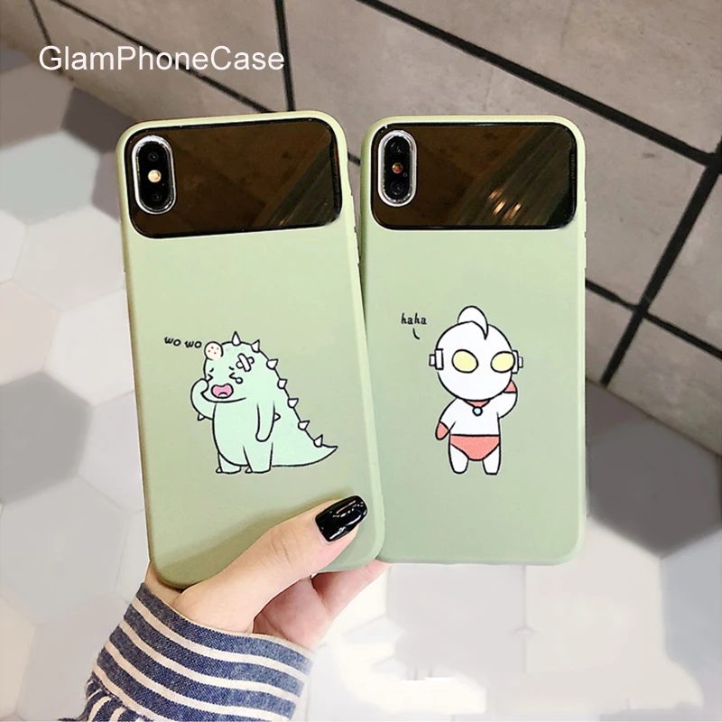 

GlamPhoneCase Cartoon Animal Makeup Mirror Phone Case For iPhone X XS Max XR Soft Silicone Cover For iPhone 7 8 6 6s Plus Case