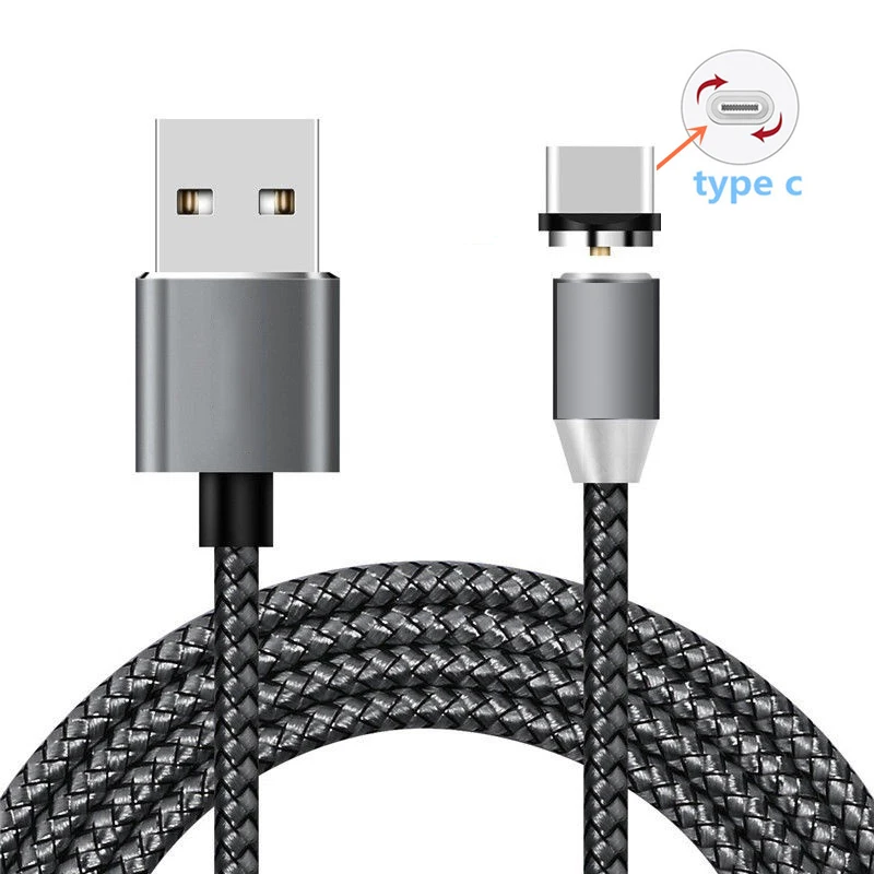 Магнитный кабель USB Micro usb type C для Honor 10 9 8 Lite Honor 8A 8S 8X 8C 6C 7C 7A Pro 8X Max QC 3,0 Быстрая зарядка - Цвет: Type C Cable Gray
