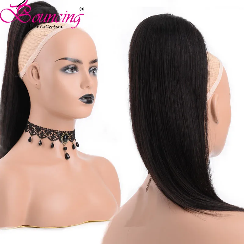 

Bouncing Straight Ponytail Brazilian Remy Hair Clip In Ponytails Drawstring Natural Black 100% Human Hair Extension For Women
