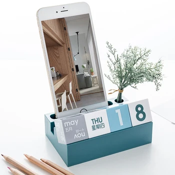 

Creative Nordic Decoration Ornament Calendar Multifunction Mobil Phone Stand Pen Case Office Desk Decoration Frunishings Artware