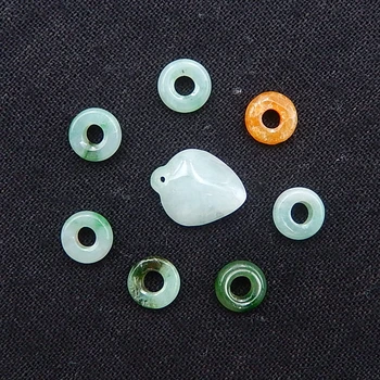 

7pcs Natural Nephrite Jade earrings pendant beads, stone for earrings making 17x13x5mm,9x9x3mm,4.8g