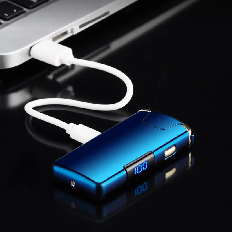 Креативный USB зарядка поворот дуги прикуриватель светодиодный прикуриватель с индикатором плазмы ветрозащитные беспламенные электронные зажигалки