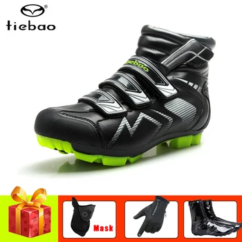 

TIEBAO winter mtb shoes men women cycling shoes self-locking outdoor sport riding bicycle masks gloves mountain bike sneakers