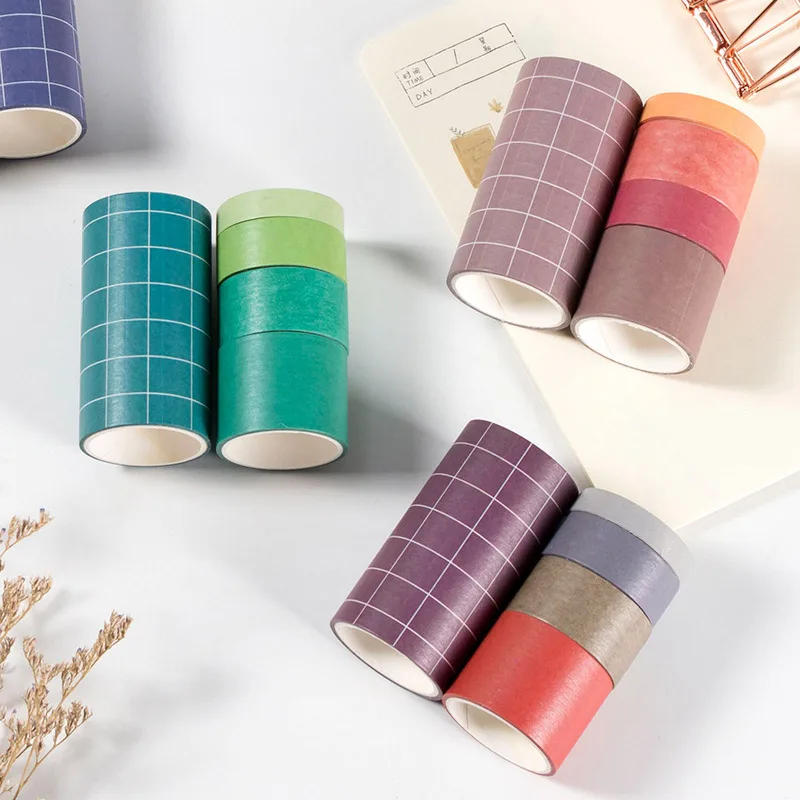 5 шт./компл. Симпатичные сетка лента Washi Kawaii сплошной Цвет изоляционная лента декоративная лента для Стикеры Скрапбукинг дневник раздатчик канцелярской ленты