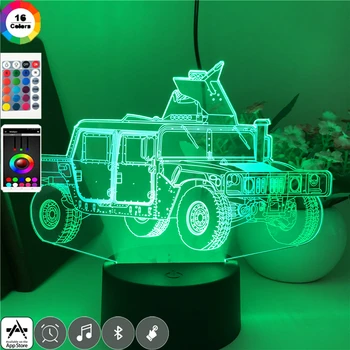 

3D Lamp Armored Vehicles Smart Phone Control Game Birthday for Children Colorful with Remote Bright Base Nightlight Unique Decor