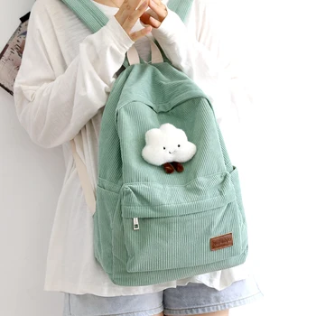 

Girls Cute Corduroy Backpack Women Simple Kawaii Female School Bags for Girls High School Student Backpack Woman Harajuku Luxury