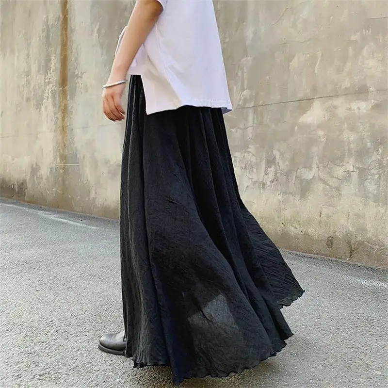 Men's trousers spring summer casual loose bell-bottom trousers men's skirt double layer design black Yamamoto style
