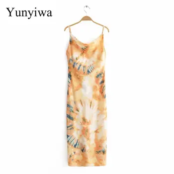 

2020 Dress Splash Printing Sling Dress Women Sexy Spaghetti Strap Club Dresses Elegant Summer Clothes Vestidos