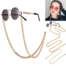 Трендовая унисекс, хип-хоп, панк стиль, женская двубортная противоскользящая цепочка для очков, держатель, цепочка для очков, ремни
