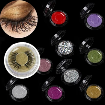 

10pcs False Eyelash Packing Box Transparent Lid Tray Lashes Individual Storage Box Eyelashes Stand Acrylic Pad Lash Round Case