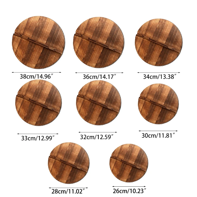 Wooden wood cover Handmade fir anti-scalding pot lid cover wok lid hypotenuse ir