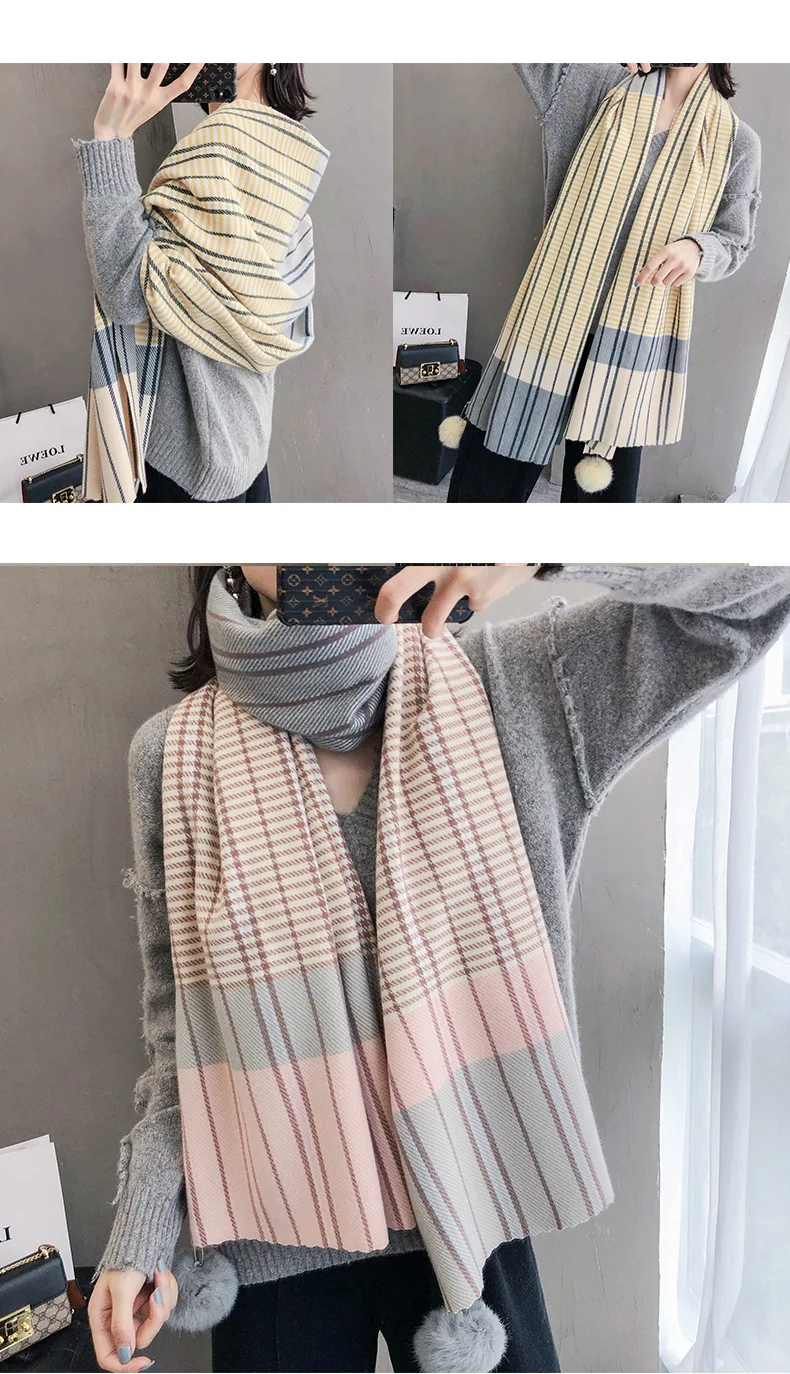 Китайский Шелковый осенний и зимний женский мягкий шерстяной шарф, Женский Теплый Модный кашемировый шарф с принтом в виде решетки, теплый шарф-воротник