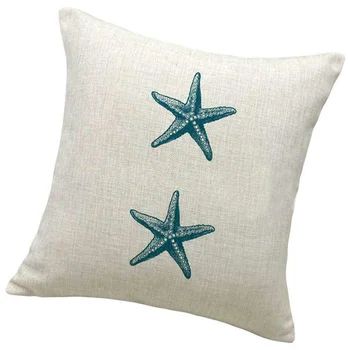 

Coastal Theme Throw Pillow Cover Cotton and Linen Decorative Cushion Case Pillow Protector for Home Bed Chair (Sea Star)